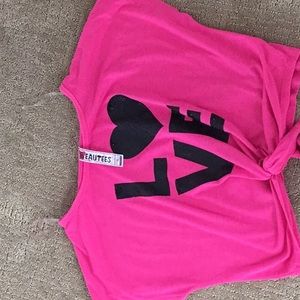 Beauties Hot Pink Love Sequin Top